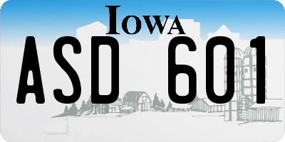 IA license plate ASD601