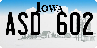 IA license plate ASD602