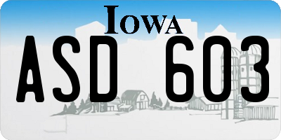 IA license plate ASD603