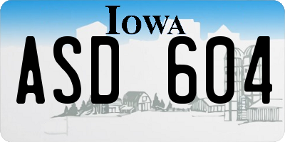 IA license plate ASD604