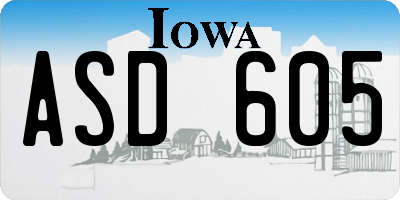 IA license plate ASD605