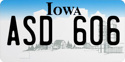 IA license plate ASD606