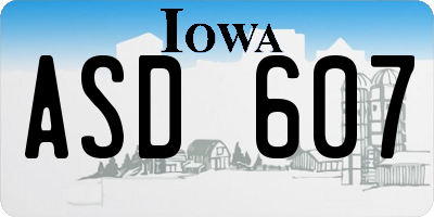 IA license plate ASD607