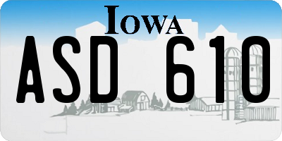 IA license plate ASD610