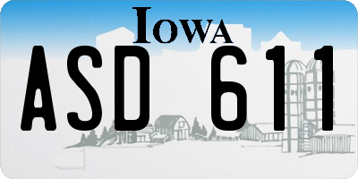 IA license plate ASD611