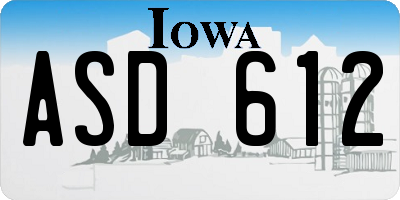 IA license plate ASD612