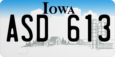 IA license plate ASD613