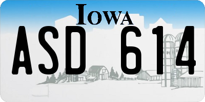 IA license plate ASD614
