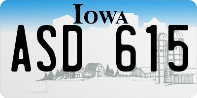 IA license plate ASD615