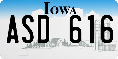 IA license plate ASD616