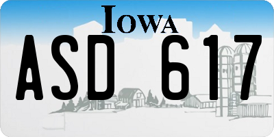 IA license plate ASD617