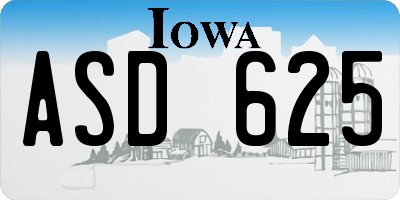 IA license plate ASD625