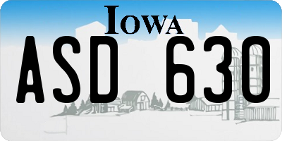 IA license plate ASD630