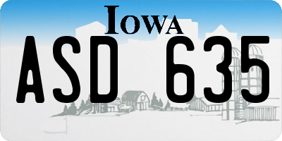 IA license plate ASD635