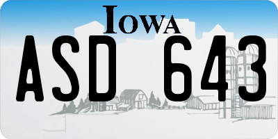 IA license plate ASD643