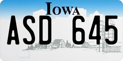 IA license plate ASD645