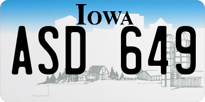 IA license plate ASD649