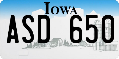 IA license plate ASD650