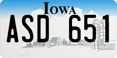 IA license plate ASD651
