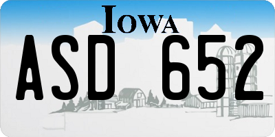 IA license plate ASD652