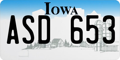 IA license plate ASD653