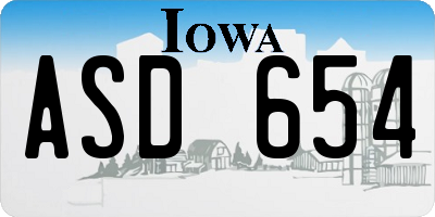 IA license plate ASD654