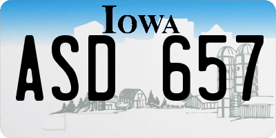 IA license plate ASD657