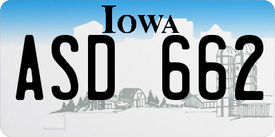 IA license plate ASD662