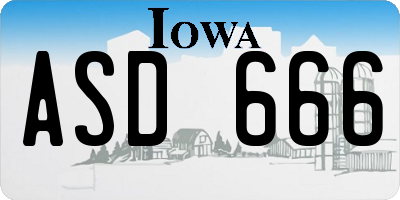 IA license plate ASD666