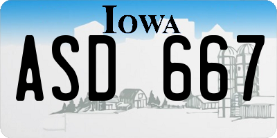 IA license plate ASD667