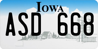 IA license plate ASD668
