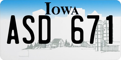 IA license plate ASD671