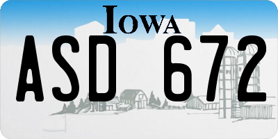 IA license plate ASD672