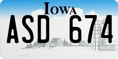 IA license plate ASD674