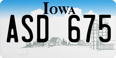 IA license plate ASD675