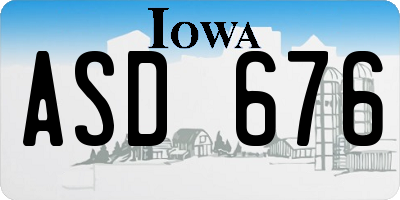 IA license plate ASD676