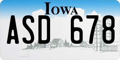 IA license plate ASD678