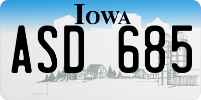 IA license plate ASD685