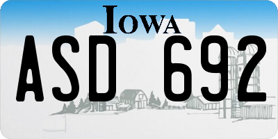 IA license plate ASD692