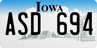 IA license plate ASD694