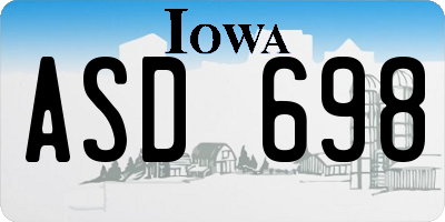 IA license plate ASD698