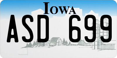 IA license plate ASD699