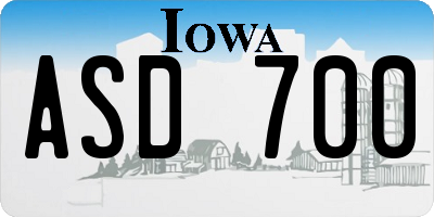 IA license plate ASD700