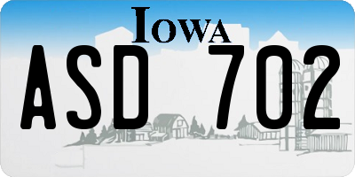 IA license plate ASD702