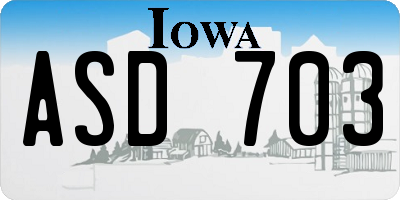 IA license plate ASD703