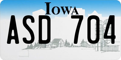 IA license plate ASD704