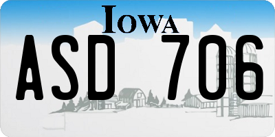 IA license plate ASD706