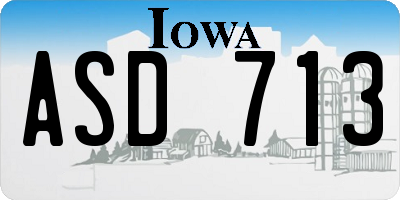 IA license plate ASD713