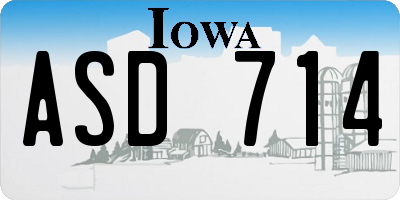 IA license plate ASD714