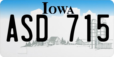 IA license plate ASD715